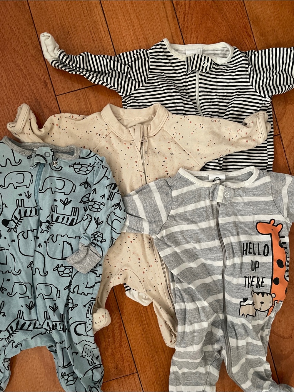 Gerber Baby One-Piece Pack — Blue, Gray, Cream, Black Stripes